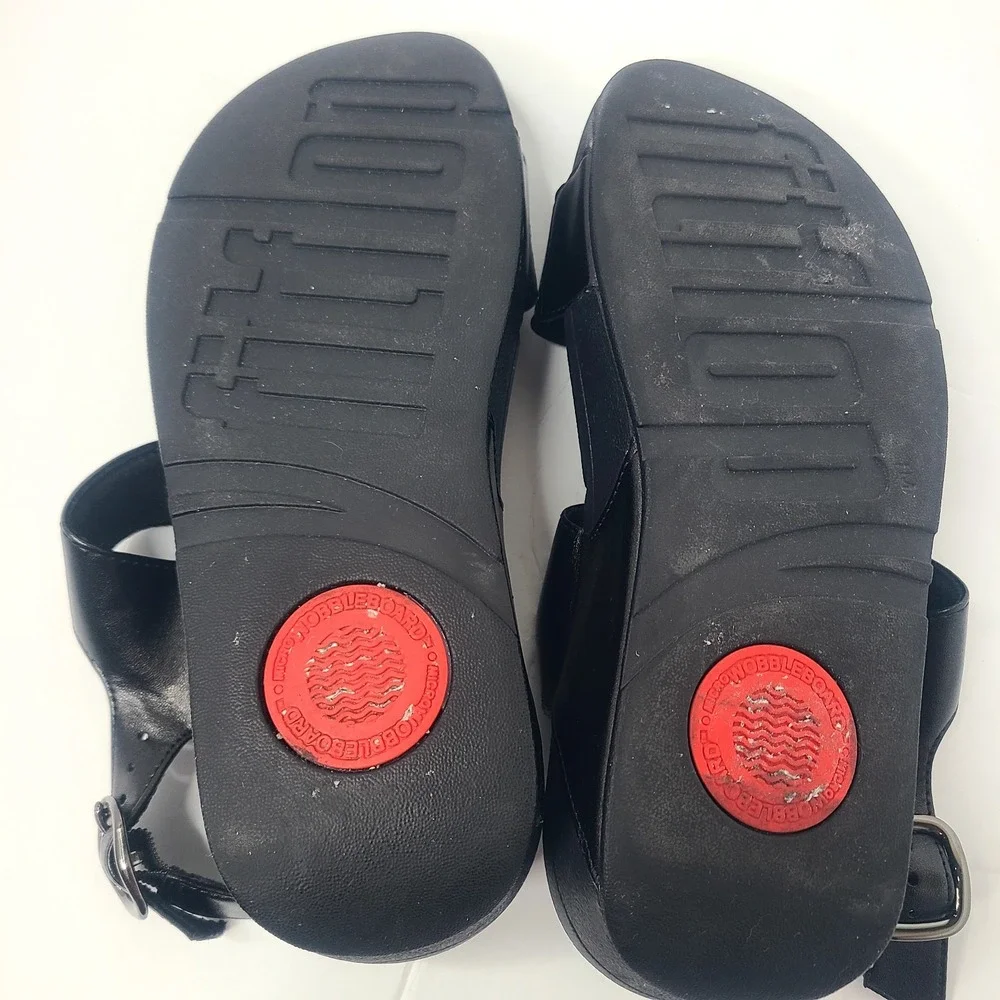 FitFlop Lulu Glitter Splash Back Strap Sandals Shoes Black Size 7